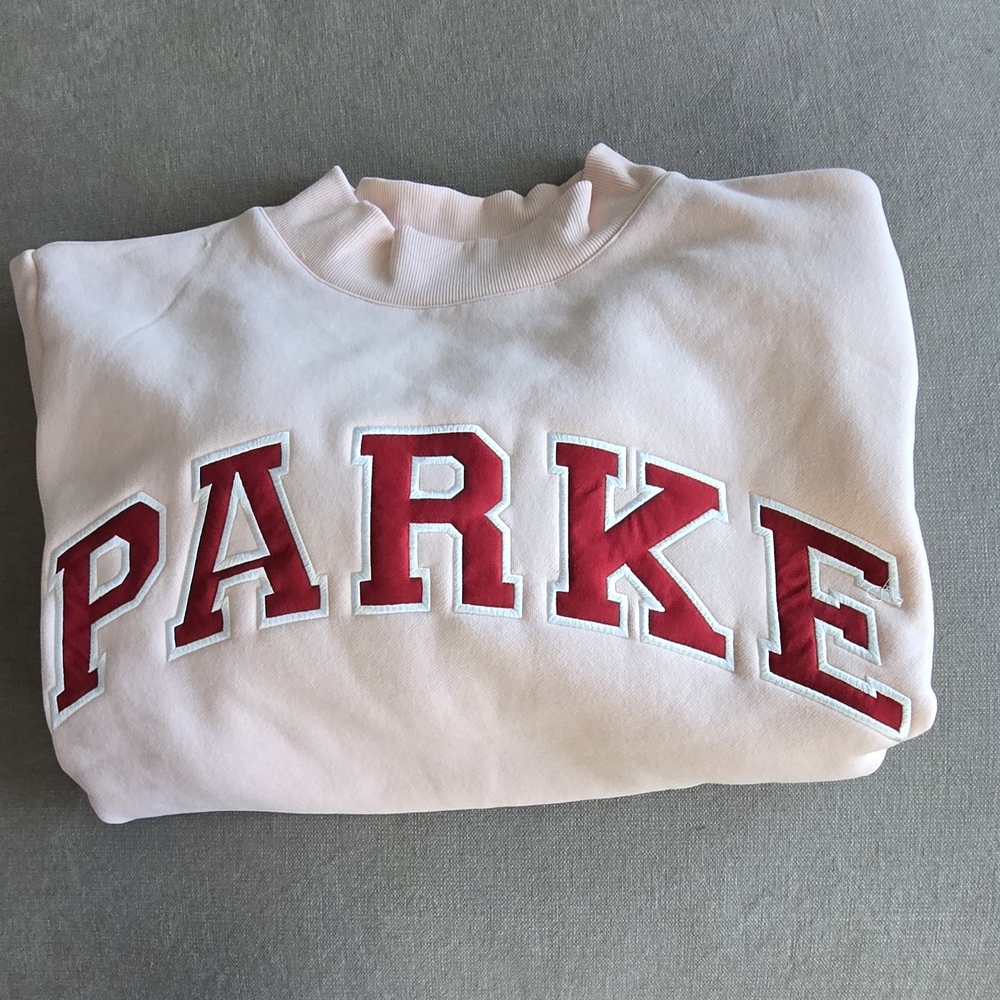 NEW PARKE Varsity Mockneck Peony/crimson S/M w Matching Claw Clip - Picture 3 of 9